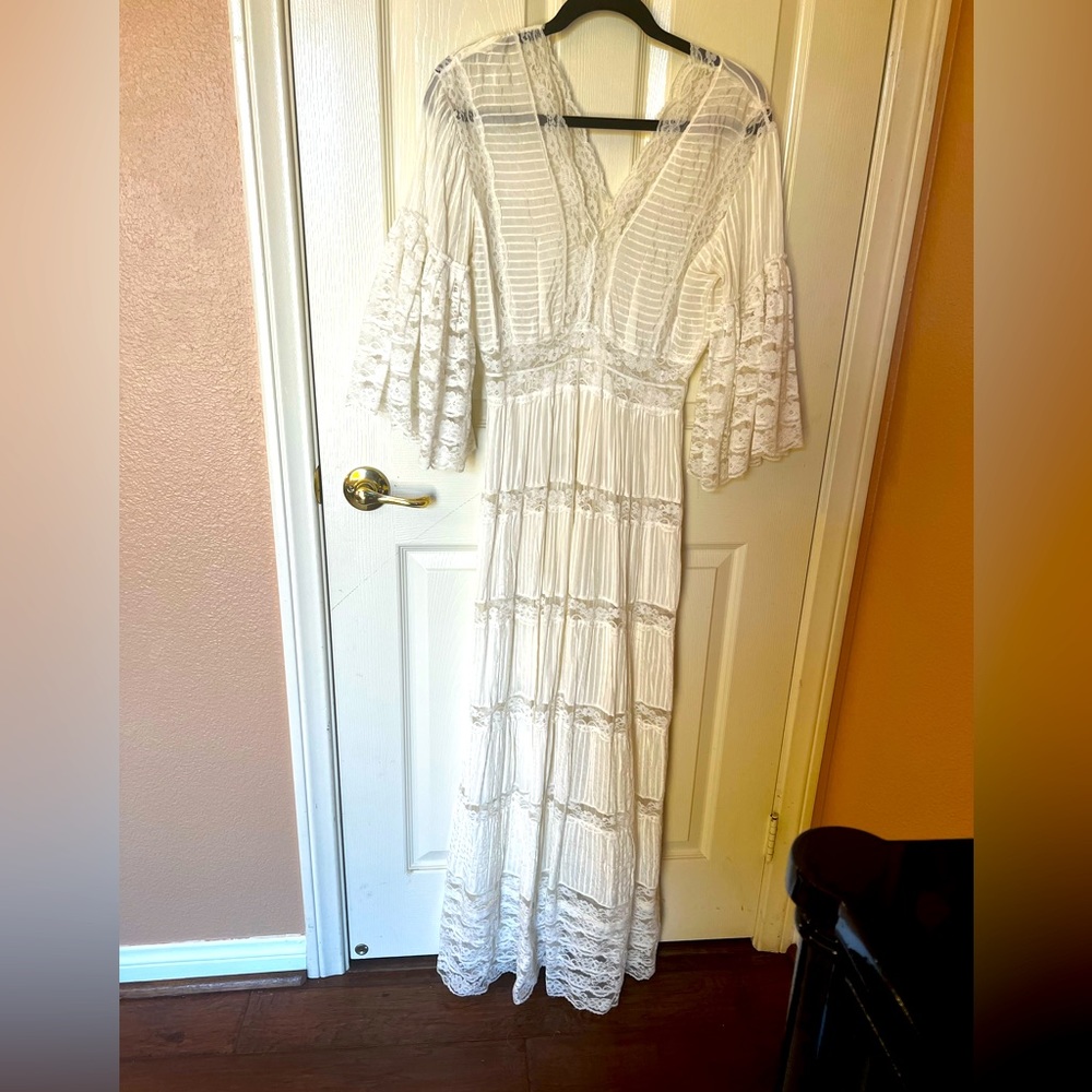 Irresistible Charm White Lace Maxi Dress